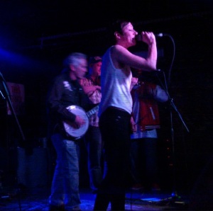Tomasia rapping in "Big Branch" with Gangstagrass at the Mercury Lounge